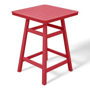 Laguna 30 in. Square HDPE Plastic Counter Height Outdoor Dining High Top Bar Table in Red