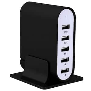 7.1 Amp 5 Port Universal USB Compact Station in Black