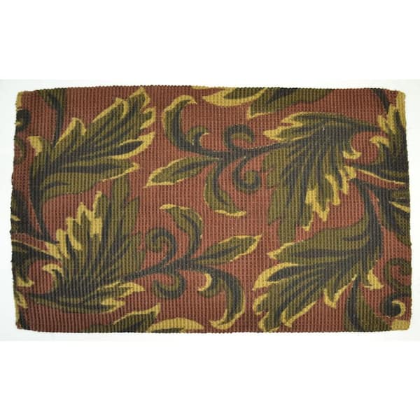 2 ft. x 3 ft. Brown And Green Jute Botanical Leaves Hand Woven Area Rug