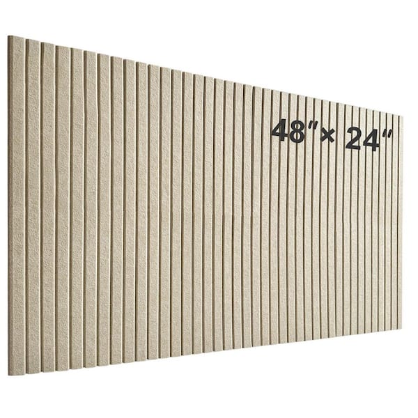 8-Pack Felt Wall Tiles 11.8x11.8 Large Bulletin Board with Slat Paneling Noise-Reducing Tan 8 Sheets