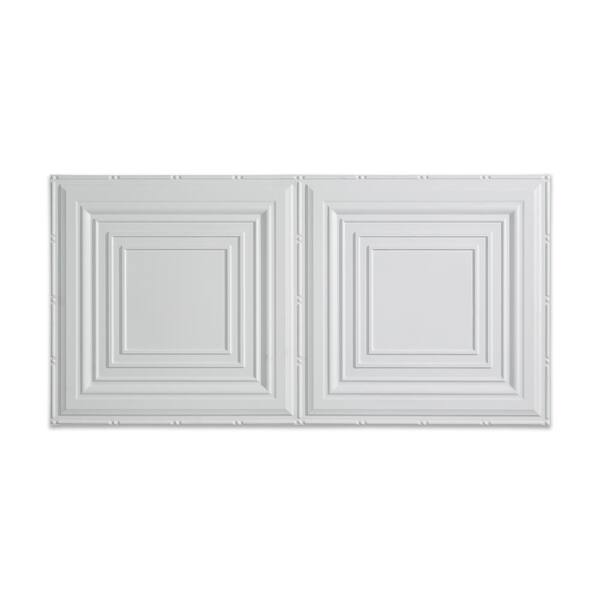 Fasade Traditional Style #3 2 ft. x 4 ft. Glue-Up PVC Ceiling Tile in Gloss White