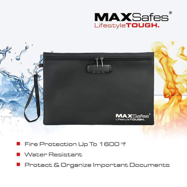 Up to 1600°F Fireproof Document Bag with Combination Lock Access in Black