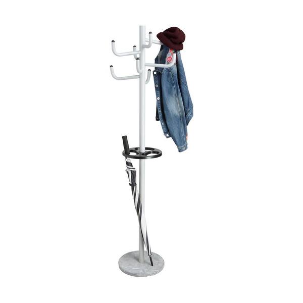 Mind Reader 17 in. W x 70 in. H Silver Metal Coat Rack with Umbrella Holder