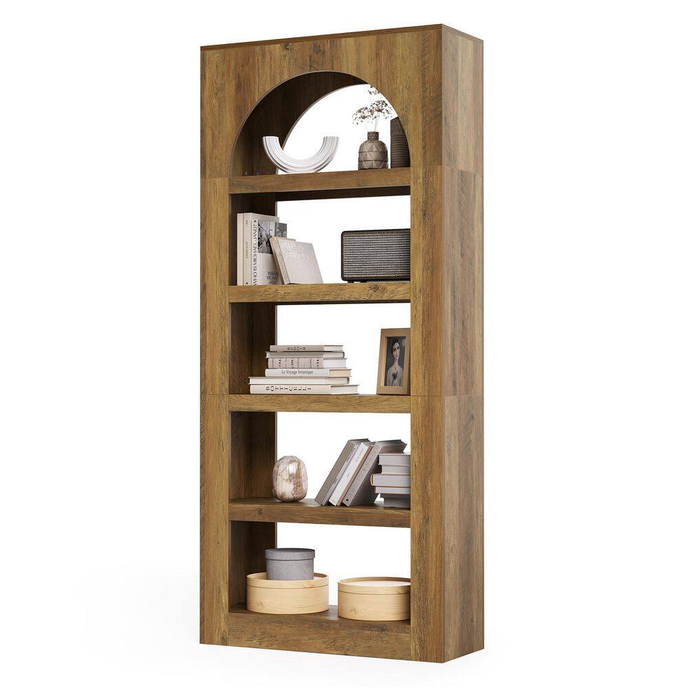 Eulas 70.9 in. Tall Brown Wood 5-Shelf Standard Bookcase with Open Display Storage Shelf, Bookshelf for Living Room price history on PriceWatchPro