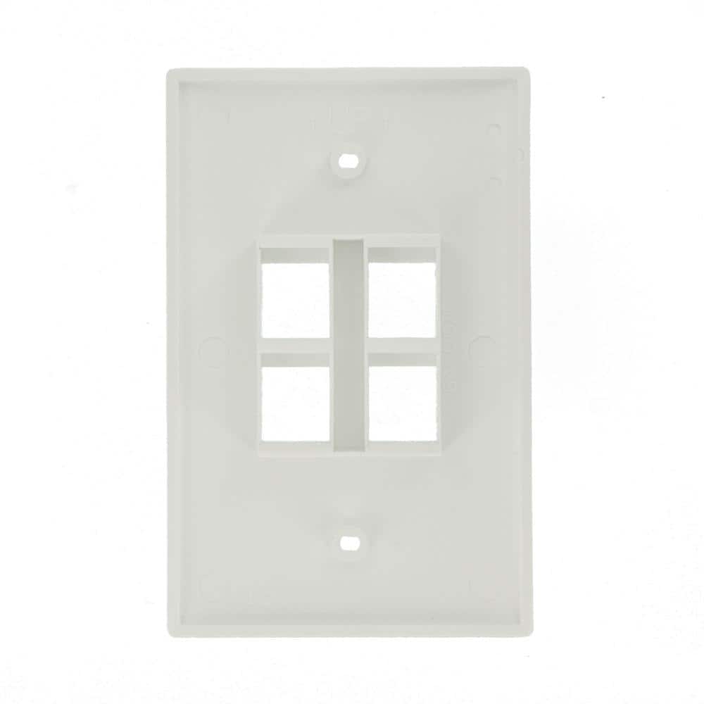 White Nylon 4-Port Single Gang Wall Plate