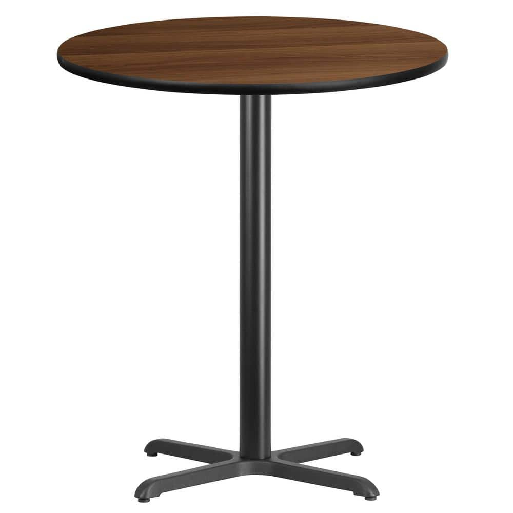 Flash Furniture 36 in. Round Walnut Laminate Table Top with 30 in. x 30 ...