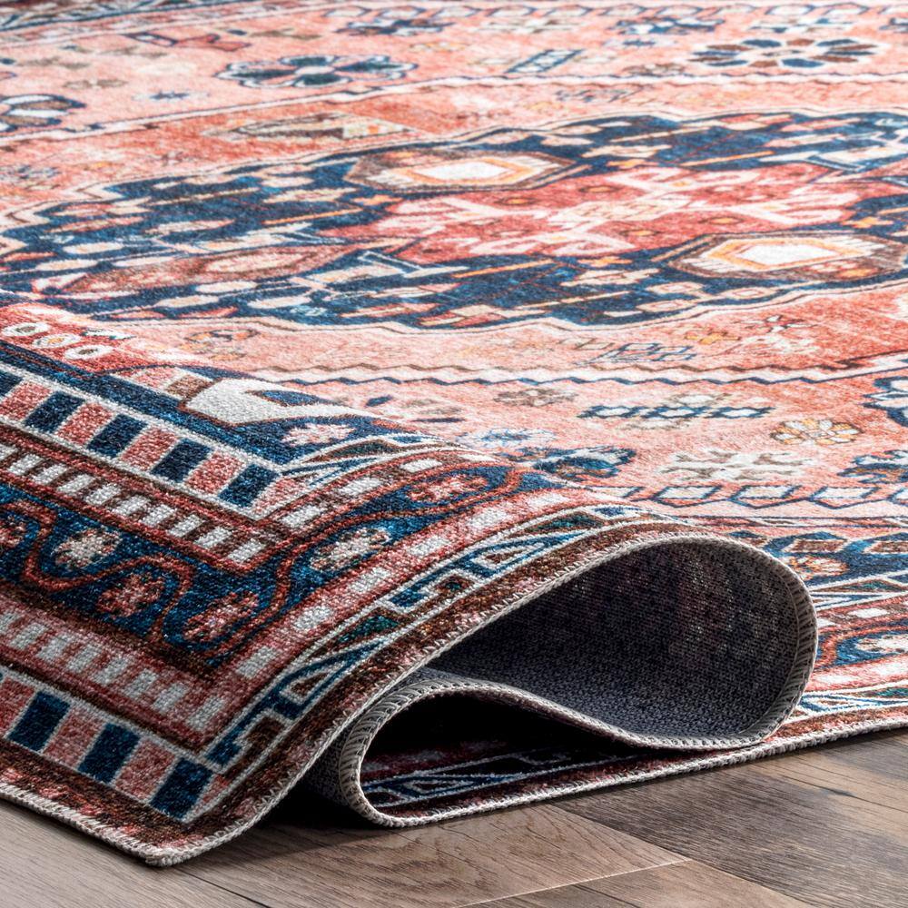 Eco-Friendly Bohemian Medallion 4' x 6' Blue Synthetic Rug