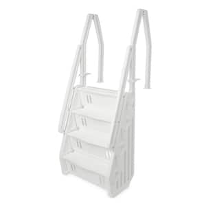 Deluxe 32 in. Adjustable In Step Ladder for Above Ground Pool in White