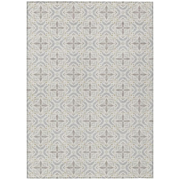 Chantille Machine Washable Indoor/Outdoor Abstract ACN2924 Ivory 5 ft. x 7 ft. 6 in. Area Rug