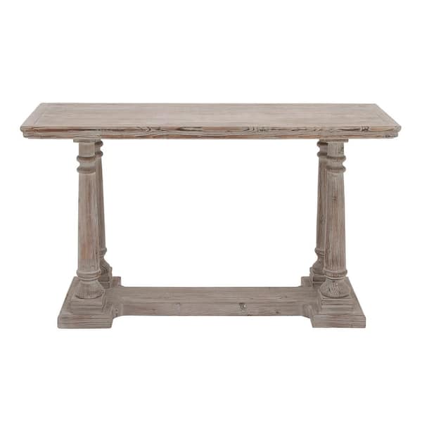 Photo 1 of 52 in. Light Brown Rectangle Wood Rustic Console Table