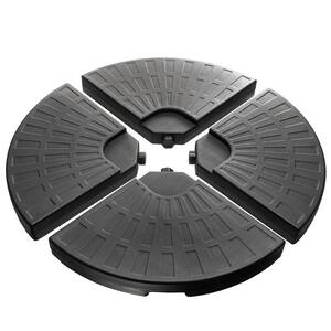 4-Piece Plastic Free Standing Patio Umbrella Base Set in Black, UV Stability