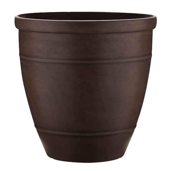 Wright 48.63 qt. Round Plastic Planter in Brownstone (L 18 in. W x 18 in. H x 18 in. )