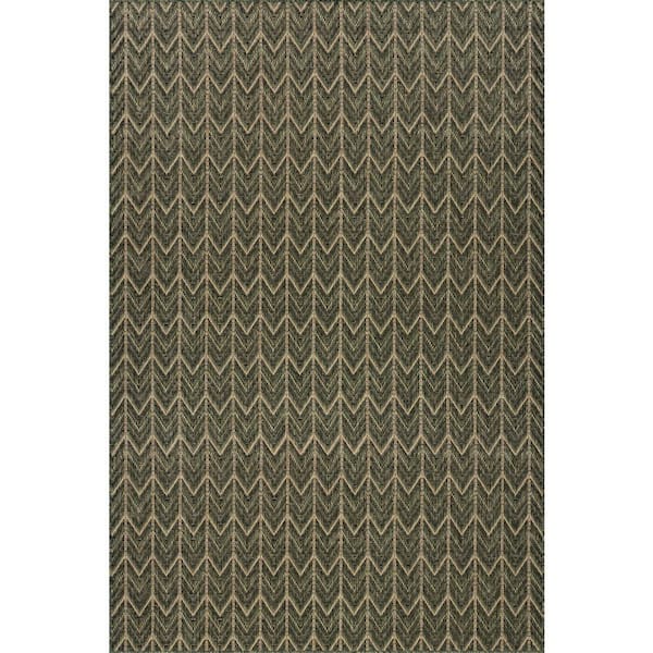 Calissea Chevron Green 8 ft. x 10 ft. Outdoor Area Rug