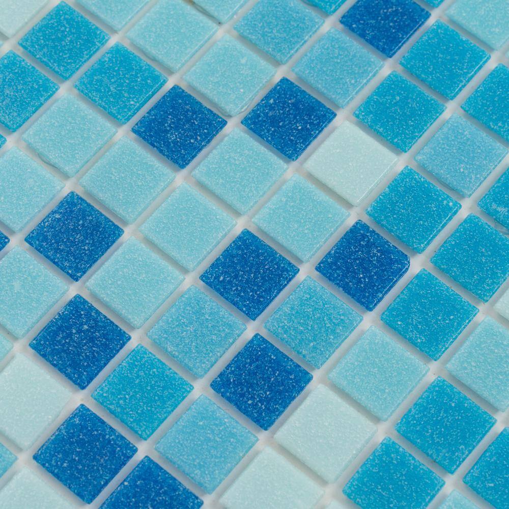 12" x 12" Glossy Blue and White Glass Mosaic Tile
