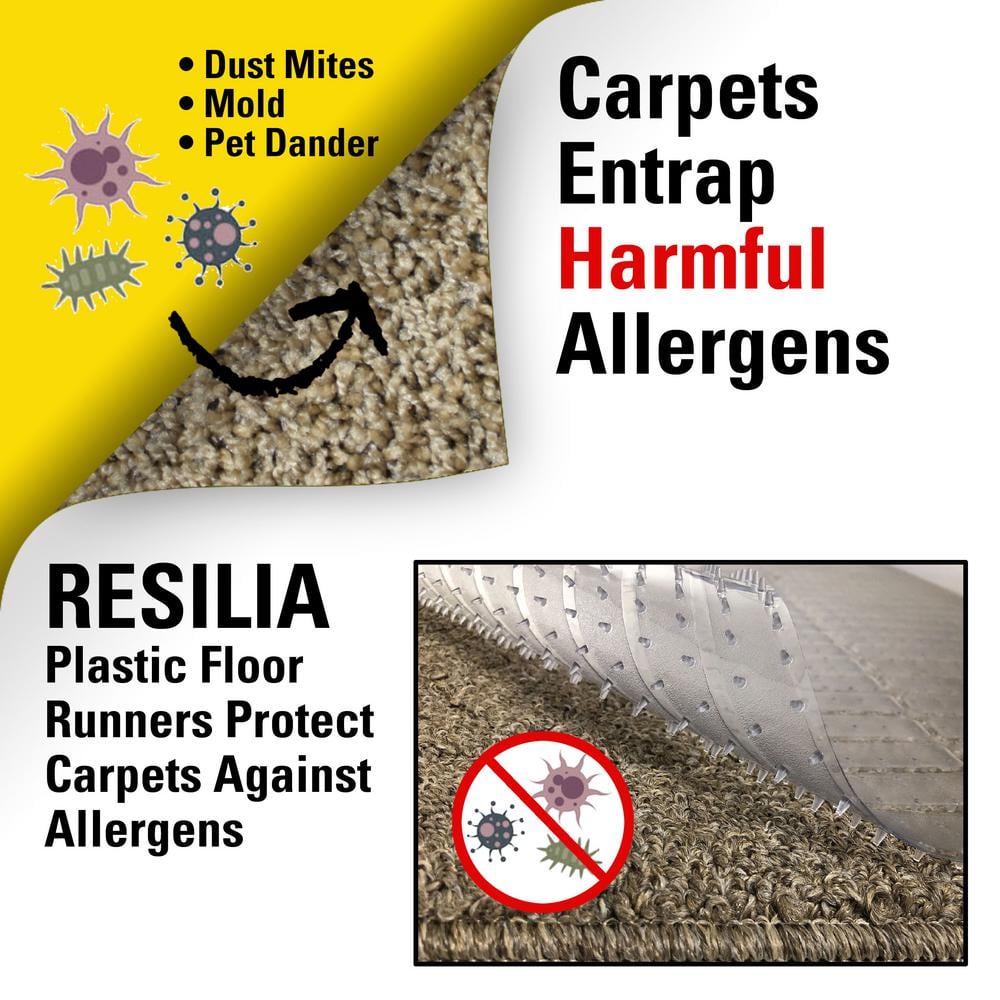 Clear Vinyl Deep-Pile Carpet Protector Mat, 27in x 6ft