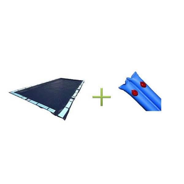 Swimline 18 ft. x 36 ft. Rectangular Dark Blue In-Ground Pool Winter Cover with Water Tubes