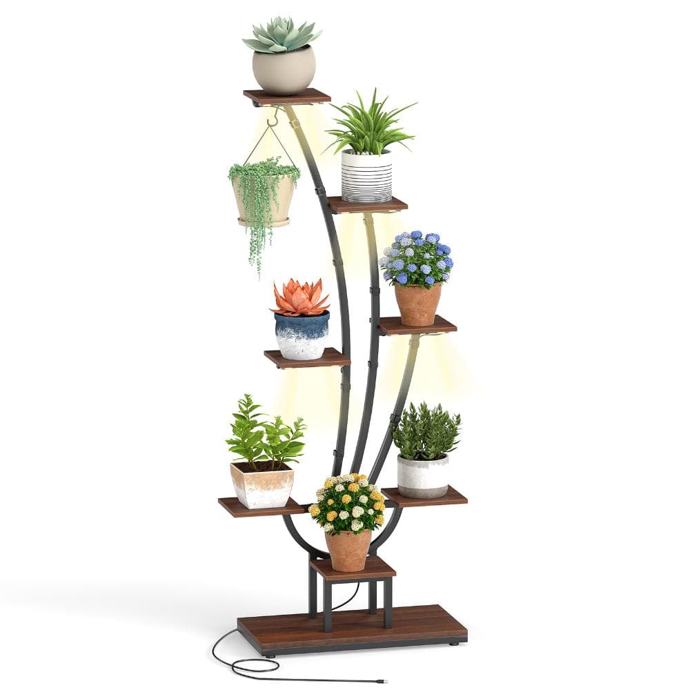 8-Tier Plant Stand with Grow Lights, Metal Plant Shelf with 4 Adjustable LED Lights, Timer Function price history on PriceWatchPro