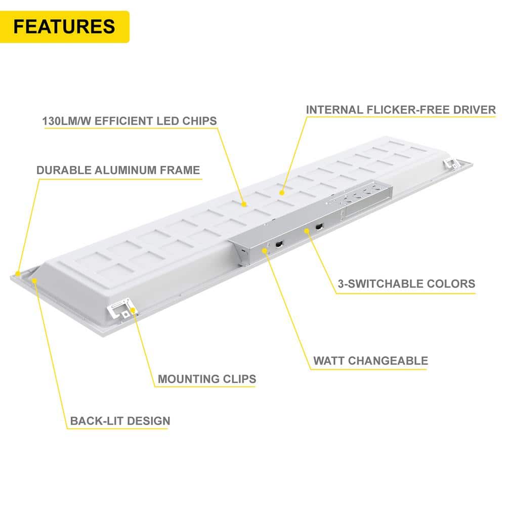 NuWatt 1x4 Dimmable LED Panel Light with Selectable Color and Wattage