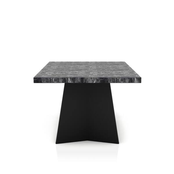 Room & Board | Modern Parsons Coffee Table w/ 1.5 Leg in Black | Marbled Black Ceramic Top