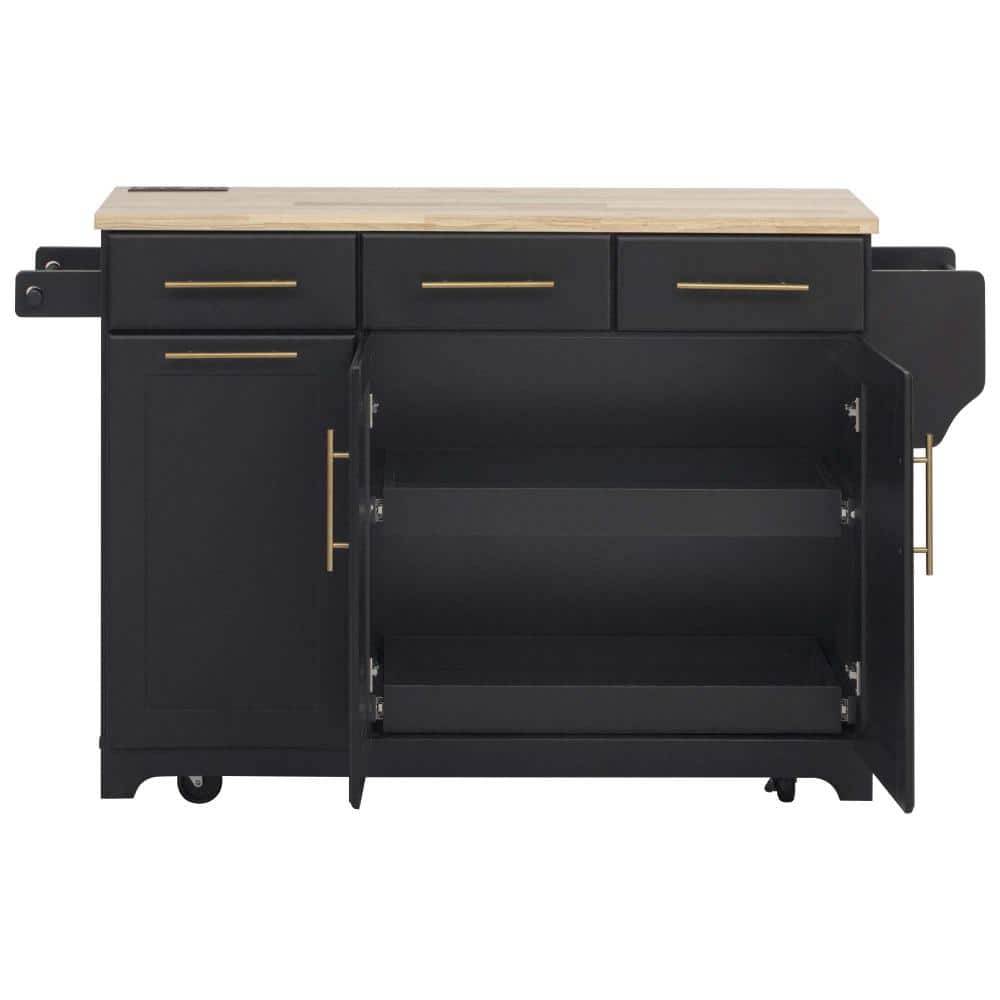 59 in. W x 18 in. D x 36 in. H Linen Cabinet, Rolling Kitchen Island with 2 Pull Out Cabinet Organizers 3 Drawers, Black price history on PriceWatchPro