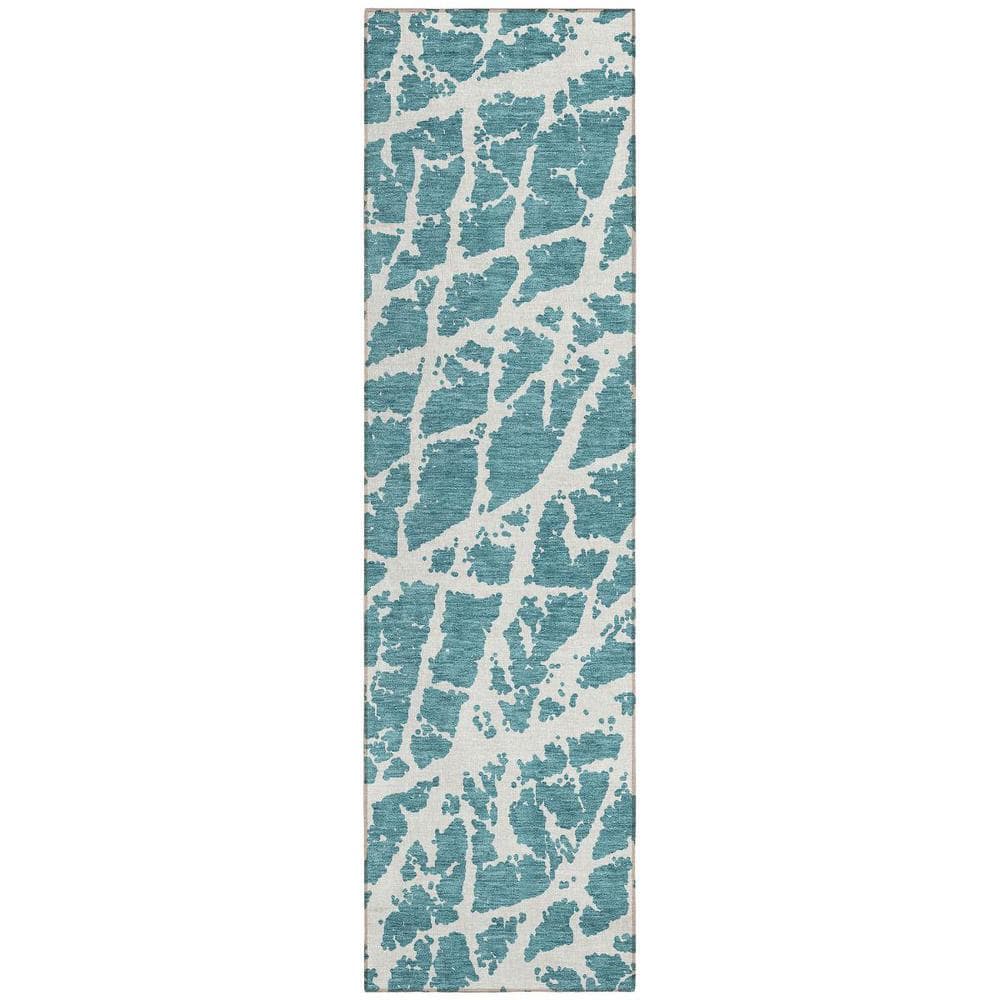 Teal 2 ft. x 7 ft. Abstract Indoor / Outdoor Area Rug price history on PriceWatchPro