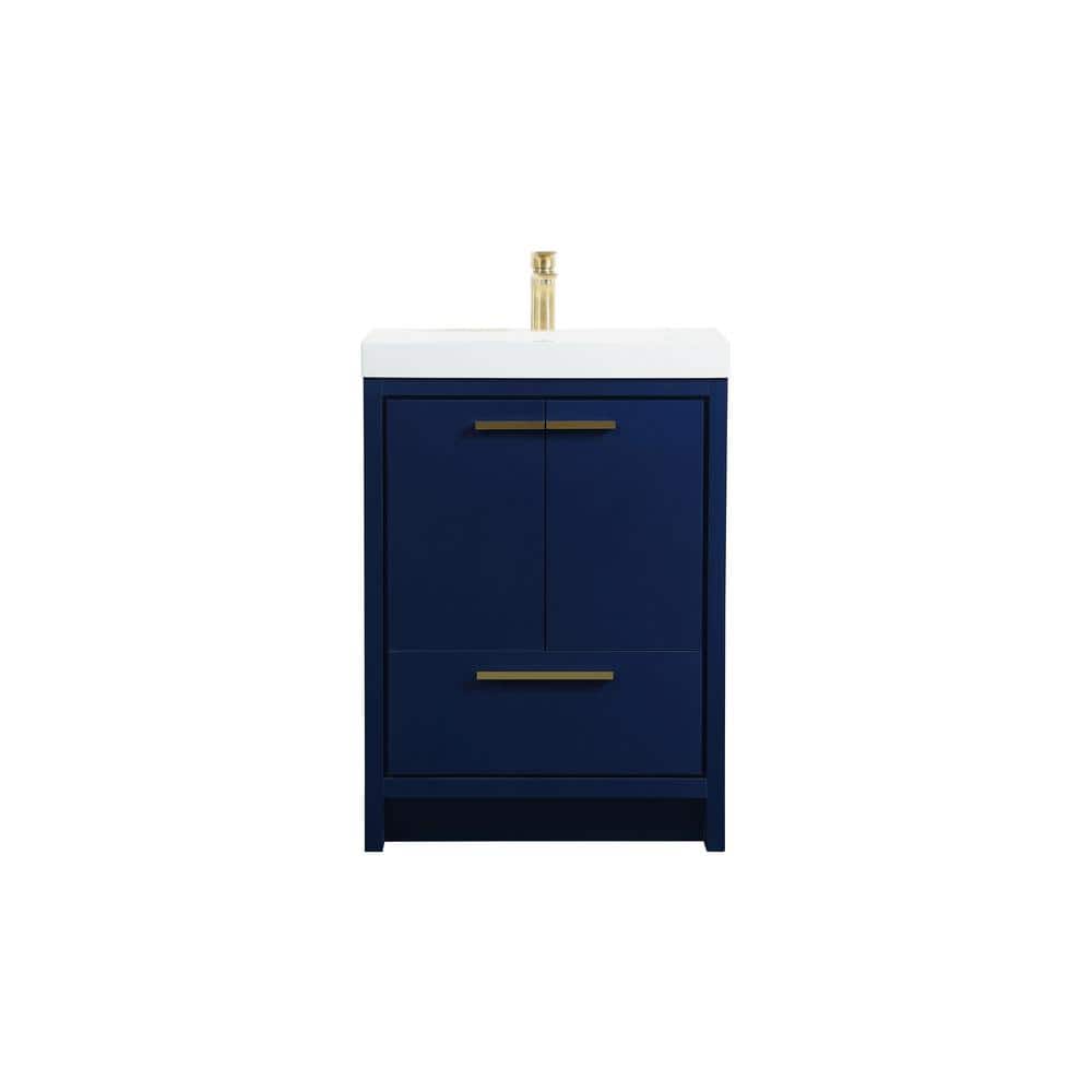 Timeless Home 24 in. W Single Bath Vanity in Blue with Resin Vanity Top in 
