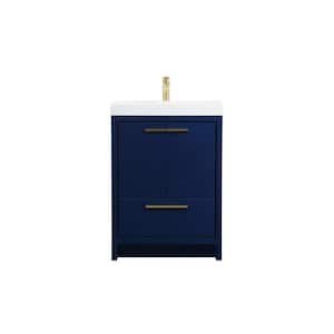 Timeless Home 24 in. W Single Bath Vanity in Blue with Resin Vanity Top in White with White Basin