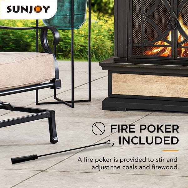 Sunjoy Heirloom 56.69 in. H Slate Wood Burning Fireplace - Black