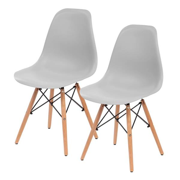 IRIS Gray Plastic Shell Chair (Set of 2)