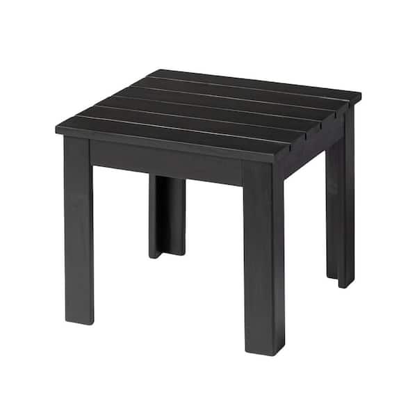 Black Square Solid Wood 16 in Patio Side Table