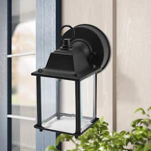 1-Light Black Hardwired LED Outdoor Wall Lantern Sconce (1-Pack)