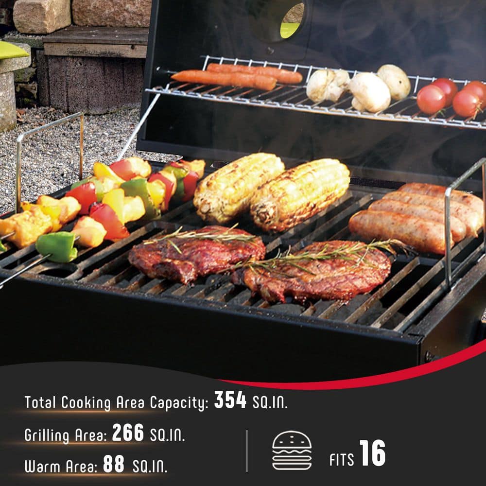 Feasto 26.8'' Black Portable Charcoal Grill with Cast Iron Grate