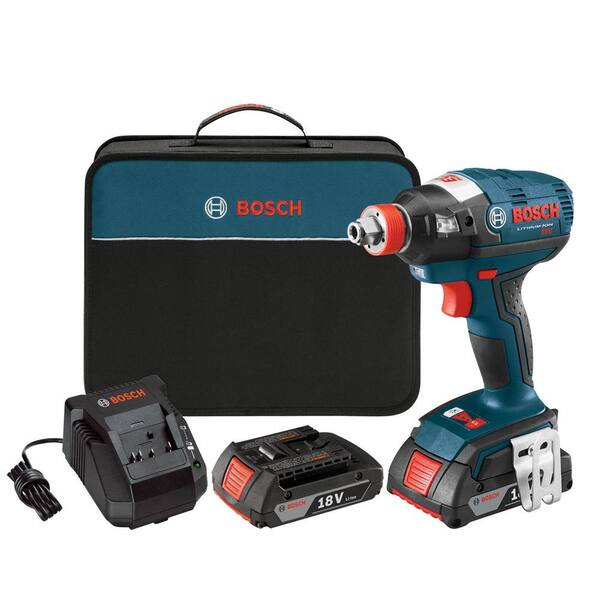 Bosch - 18 Volt Lithium-Ion Cordless EC Brushless 1/4 in. Cordless Hex and 1/2 in. Square Drive Socket-Ready Impact Driver Kit
