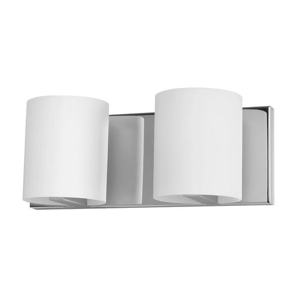 Titan Lighting Enterprise 2-Light Chrome and White Opal Glass Vanity Light