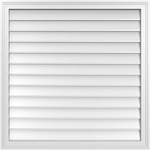 Ekena Millwork 36" x 36" Vertical Surface Mount PVC Gable Vent: Non-Functional with Brickmould Frame