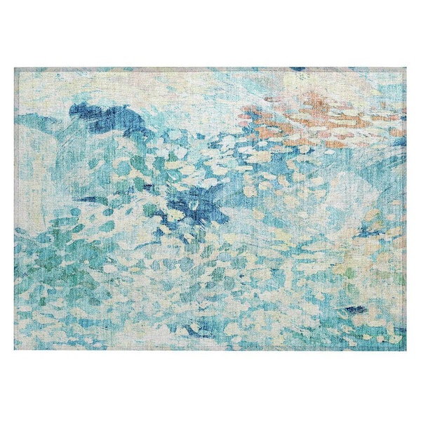 Chantille Machine Washable Indoor/Outdoor Abstract ACN2736 Teal 2 ft. x 3 ft. Accent Rug