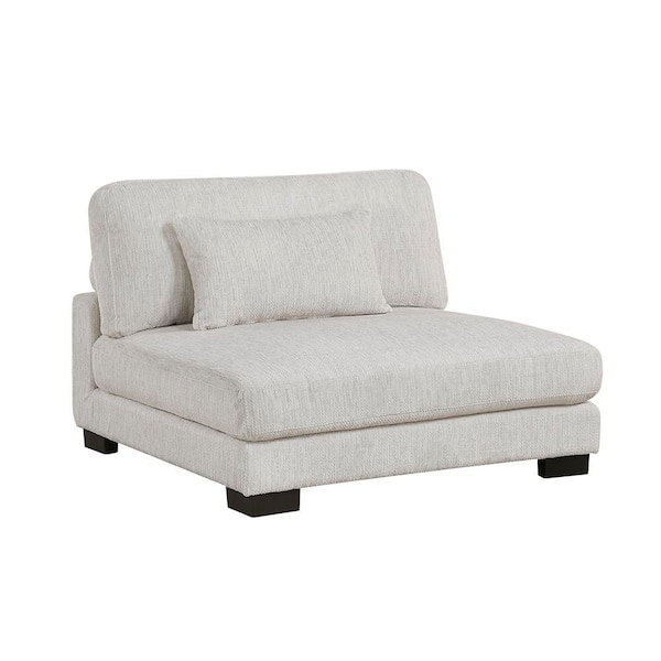Beane Beige Textured Microfiber Armless Chair
