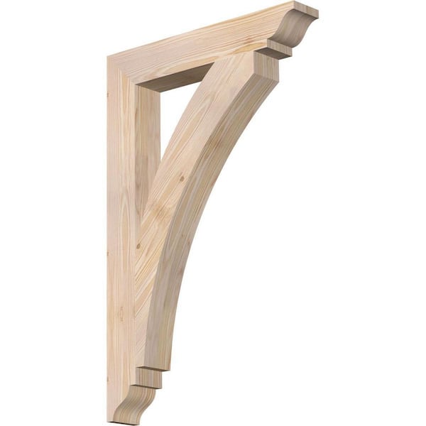 Ekena Millwork 3.5 in. x 34 in. x 22 in. Douglas Fir Thorton Traditional Smooth Bracket