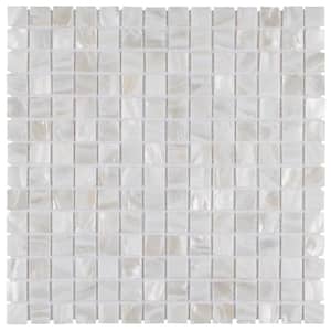 Take Home Tile Sample - Conchella Square White 6 in. x 6 in. Natural Shell Mosaic