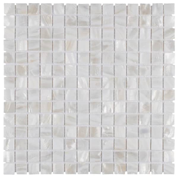 Merola Tile Take Home Tile Sample - Conchella Square White 6 in. x 6 in. Natural Shell Mosaic