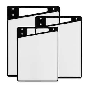 3-Piece Black/White Assorted Plastic Cutting Board Set with Continuous Juice Groove