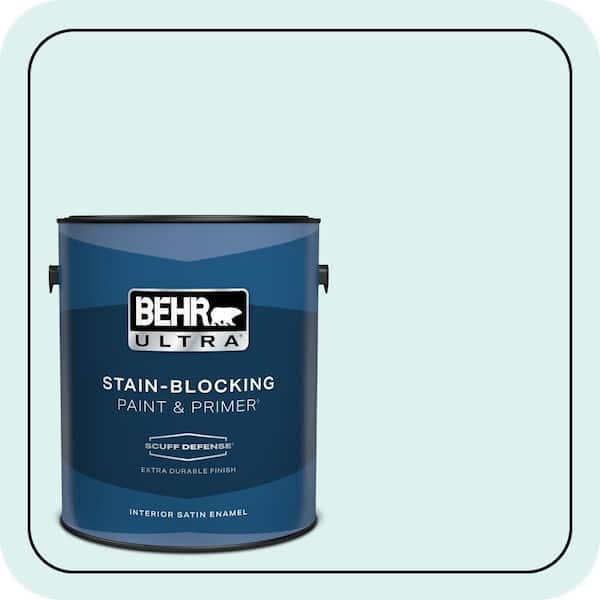 BEHR ULTRA 1 gal. #500C-2 Aqua Pura Extra Durable Satin Enamel Interior Paint & Primer