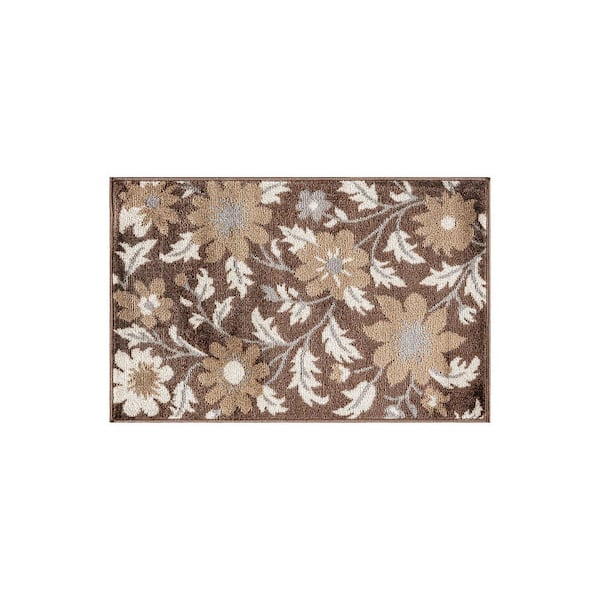 Contemporary Floral Area Rug for Living Room, Bedroom, or Entryway 2 ft. x 3 ft. Brown