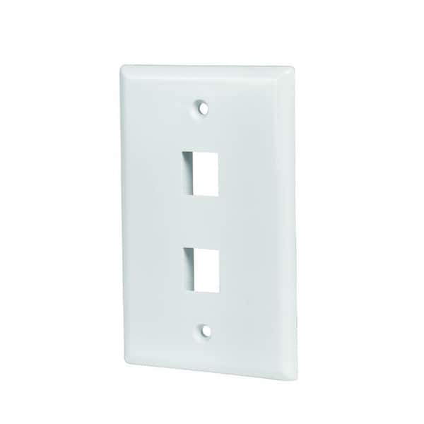 Commercial Electric White 2-Gang 1-Decorator/Rocker/1-Duplex Wall Plate (1-Pack)