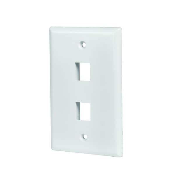 Commercial Electric White 2-Gang 1-Decorator/Rocker/1-Duplex Plastic Wall Plate (1-Pack)