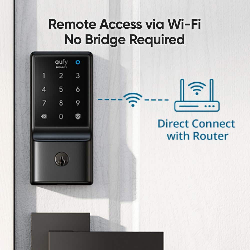 Black Smart Wi-Fi Deadbolt with Touchscreen Keypad