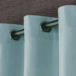 Biscayne Pool Blue Solid Light Filtering Grommet Top Indoor/Outdoor Curtain, 54 in. W x 96 in. L (Set of 2)