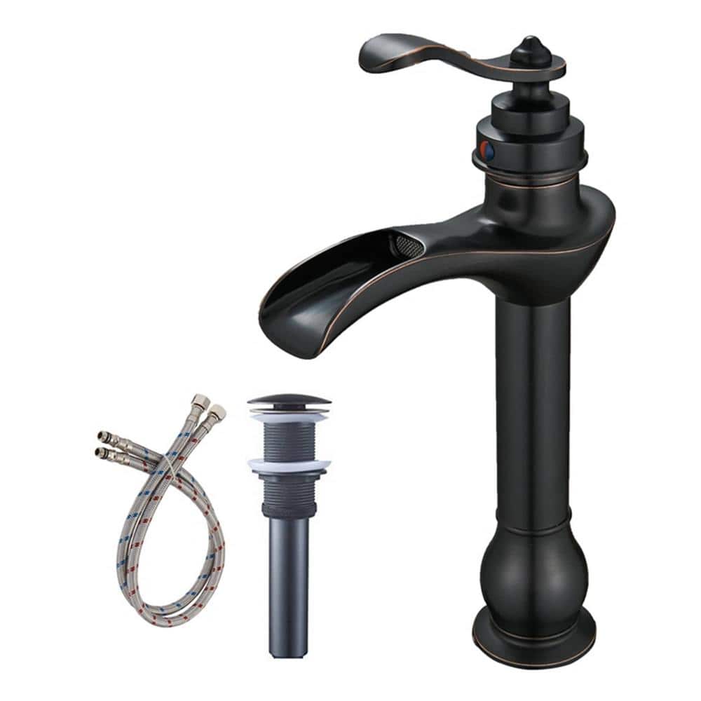 FLG Single Hole Single Handle Waterfall Bathroom Vessel Sink Faucet ...