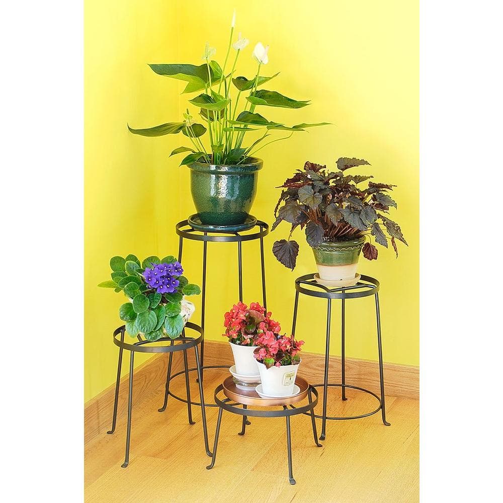 Graphite Wrought Iron Argyle Plant Stand, 18-inch Height