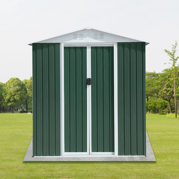 6 ft. W x 4 ft. D Green Metal Waterproof Outdoor Storage Shed with Sliding Door and Vents (23 sq. ft. )